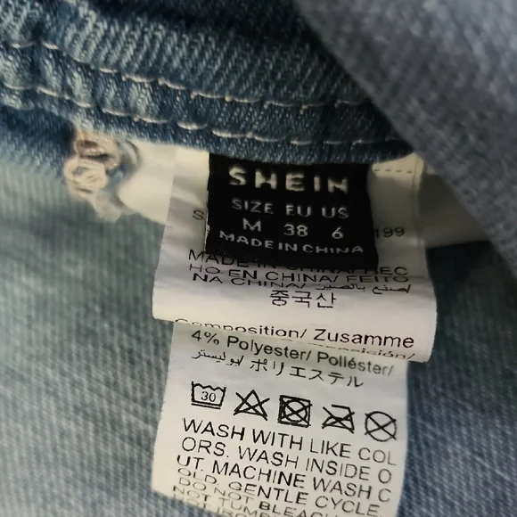 SHEIN Light Blue Denim Overall Shorts - Picture 2 of 3